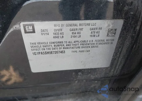 2014 Chevrolet Cruze Ls Auto из США, поврежденный, VIN 1G1PA5SH9E7267463